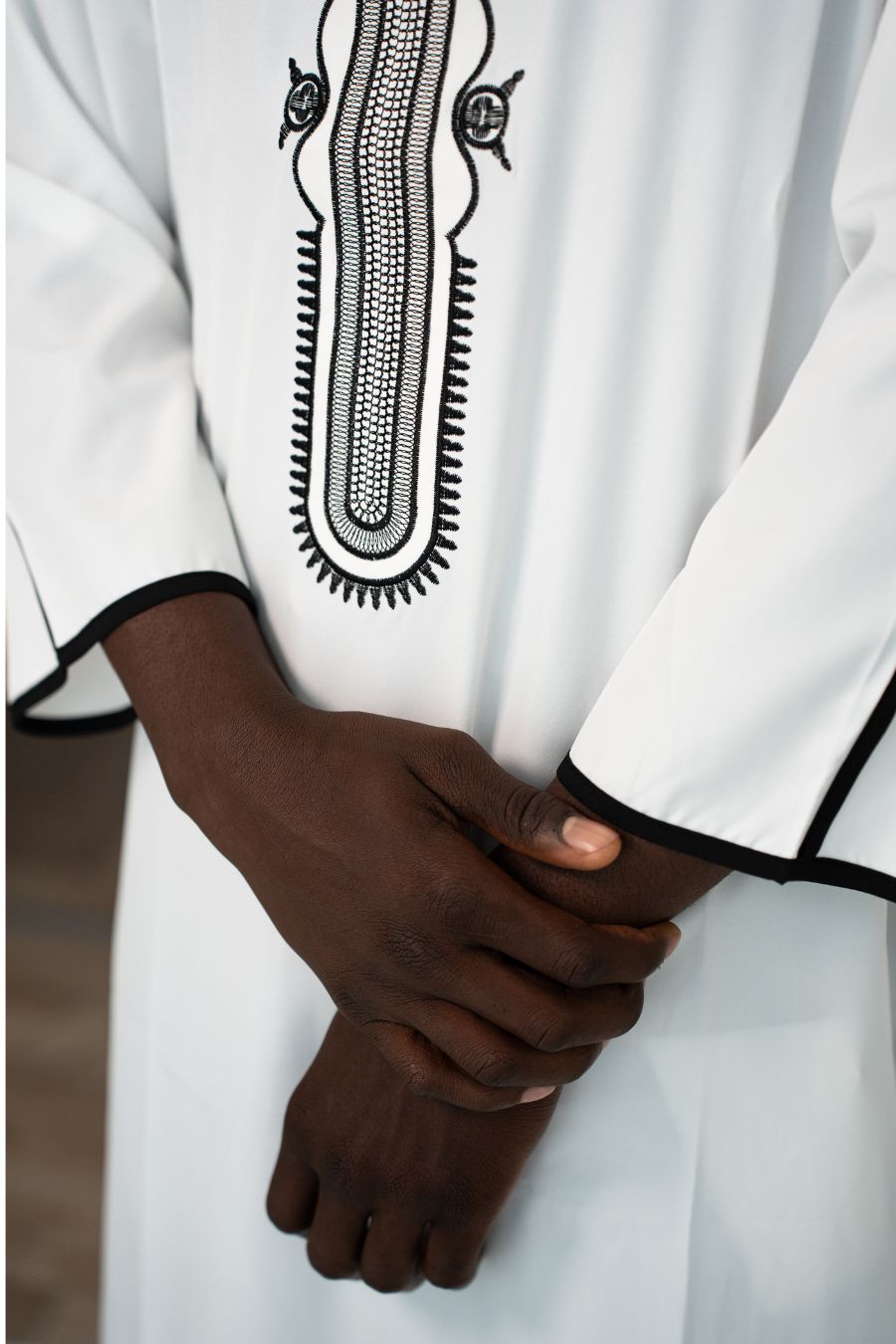 Gebetskleid für Herren - Weiss/Schwarz