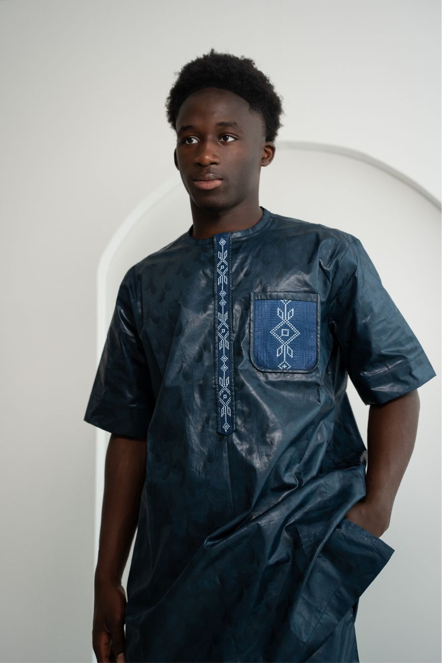 Afrikanische Festkleidung für Herren Nachtblau - Saidou