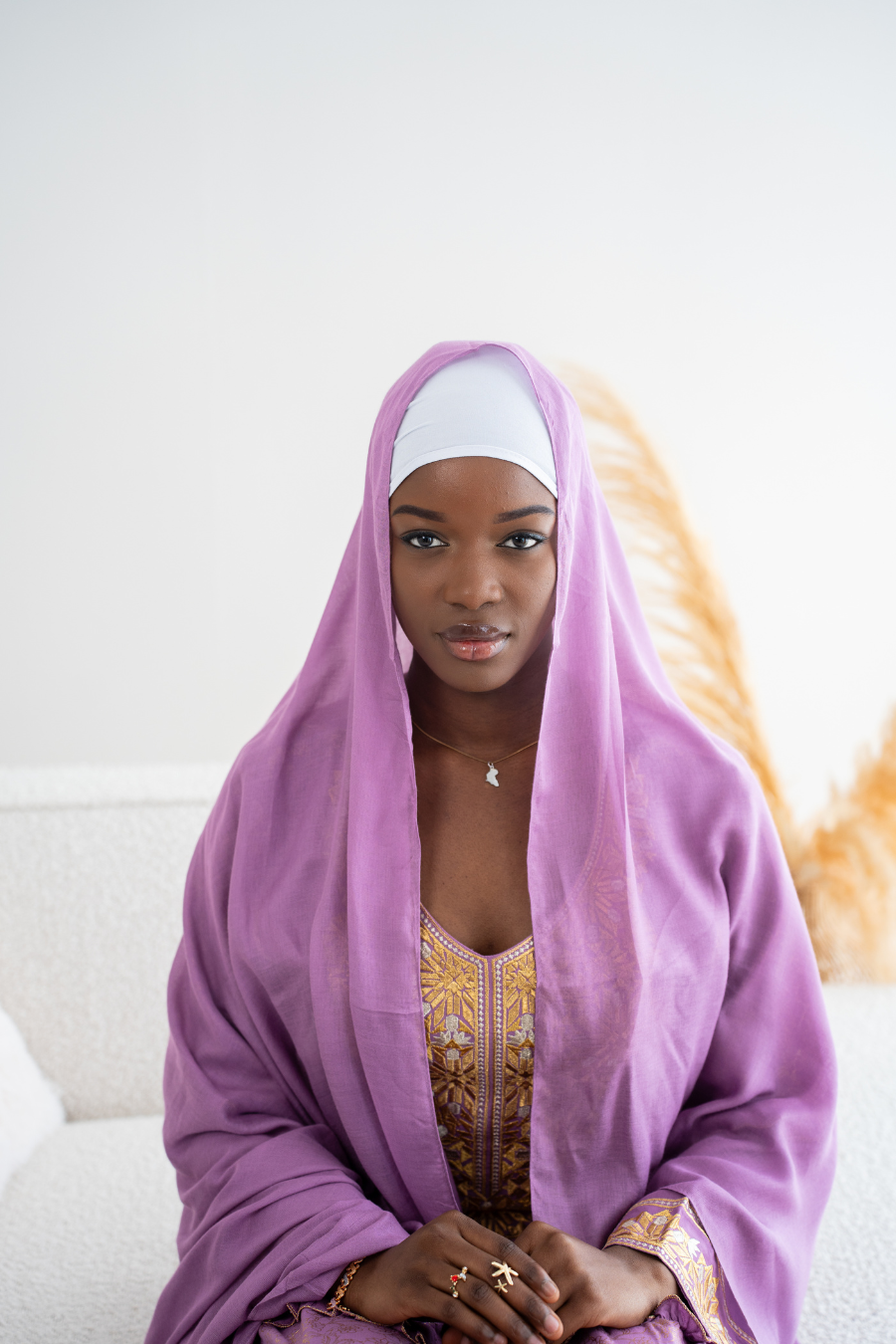 Abaya mit Hijab - Lila/Gold