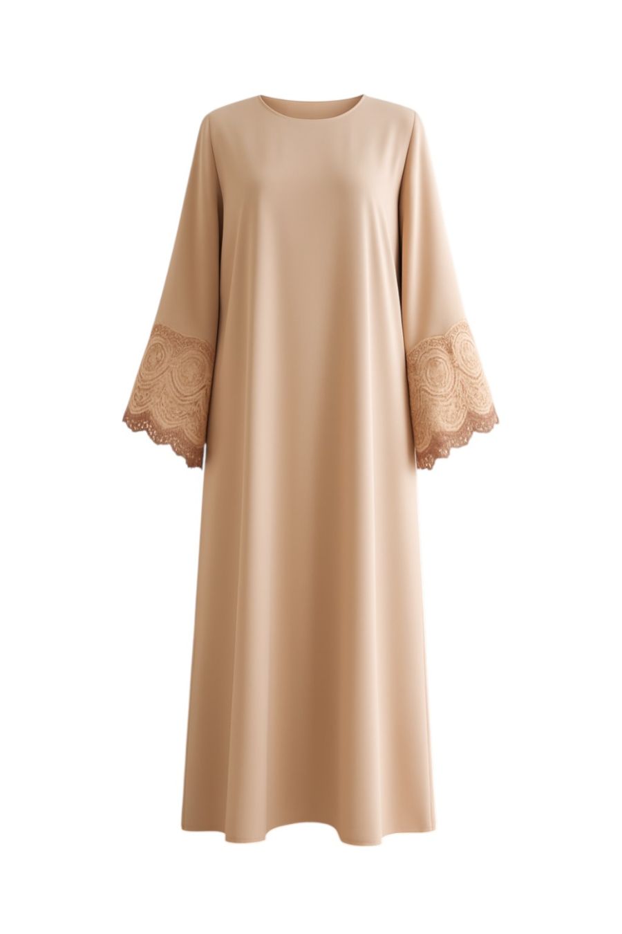 Abaya mit Hijab und Spitze - Braun