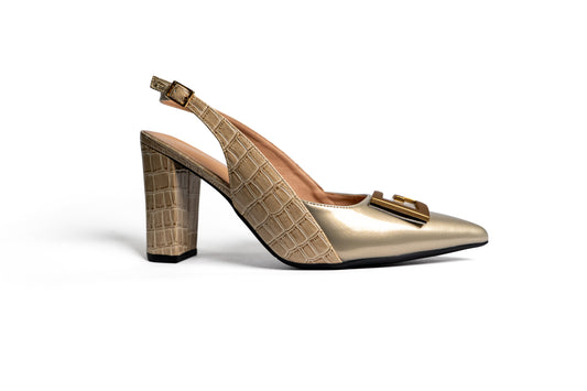 High Heels mit Schnalle - Gold