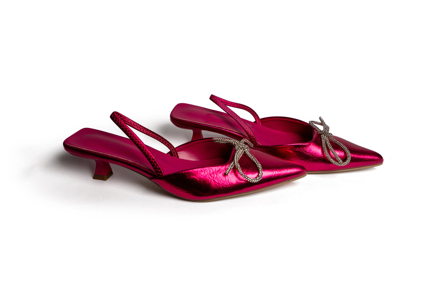 Pantoletten mit Schleife - Pink