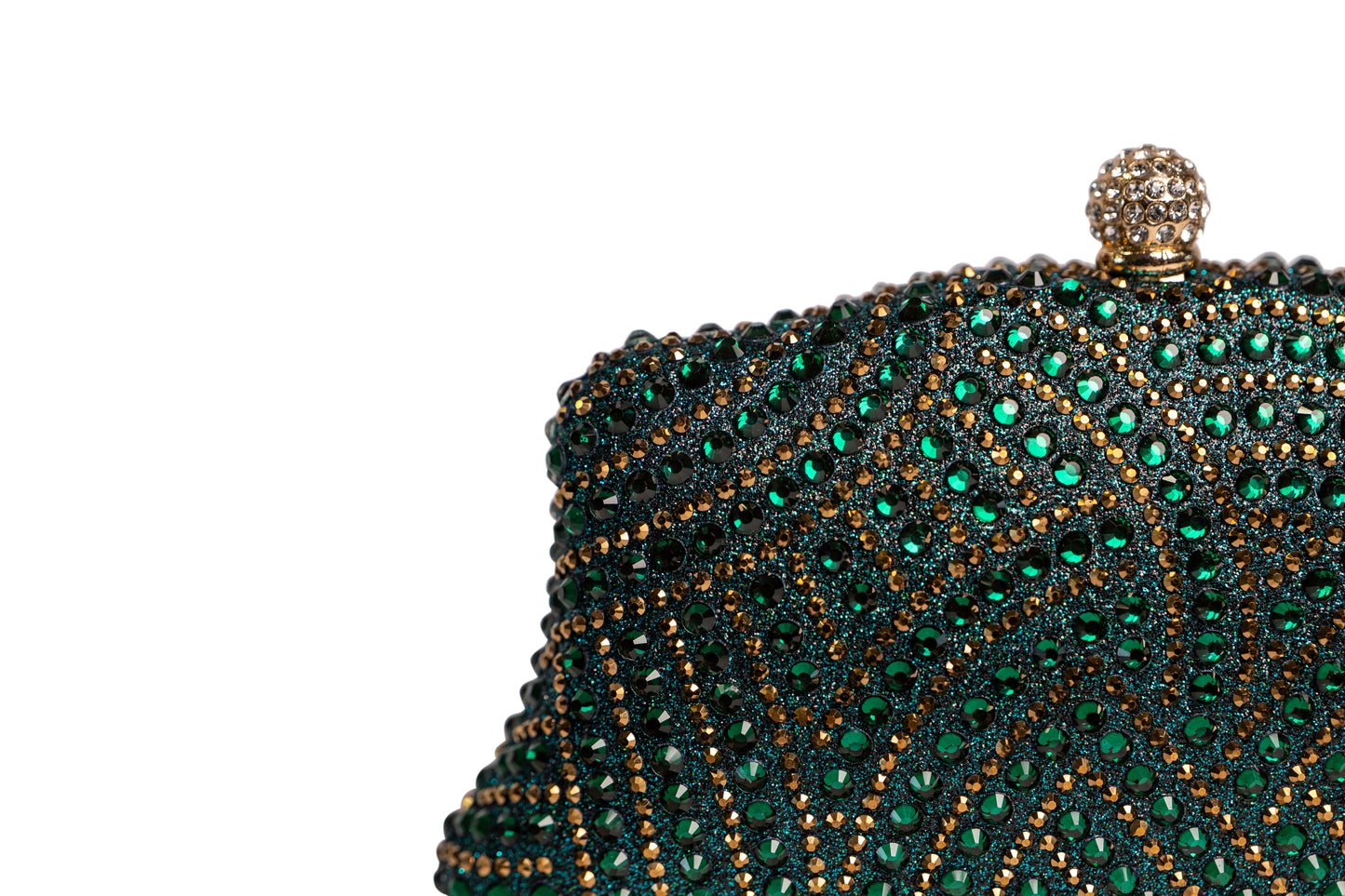 Clutch mit goldenen Strassteinen - Grün