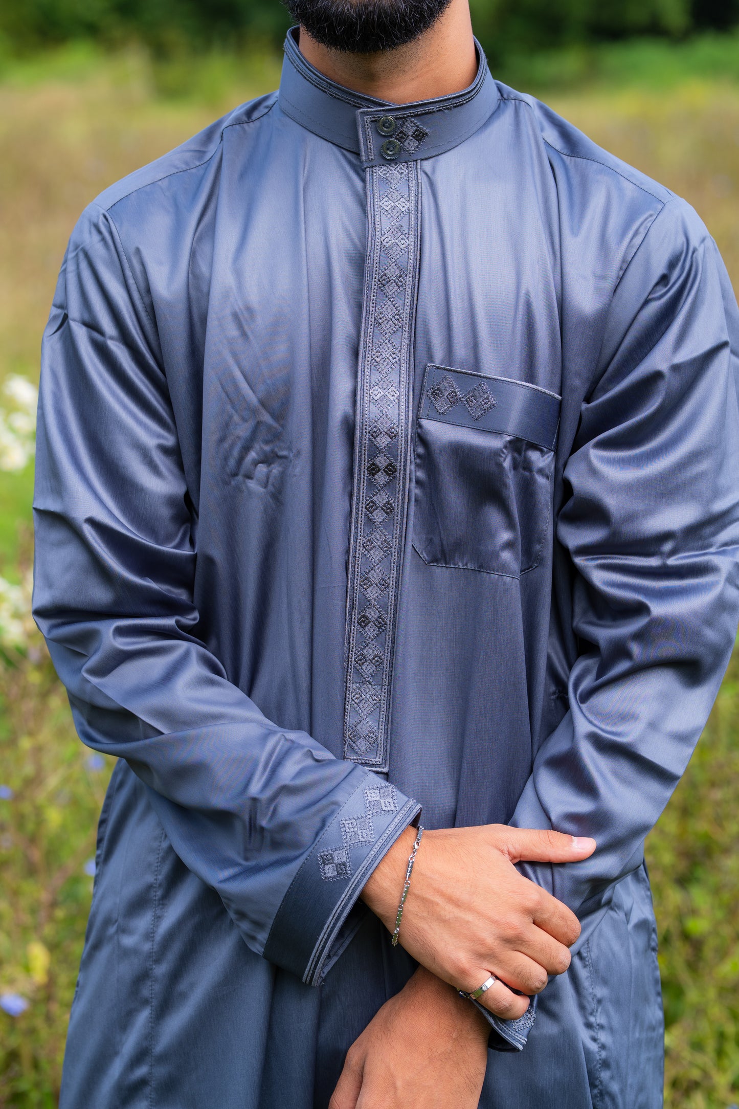 Gebetskleid für Herren mit Kragen - Blau