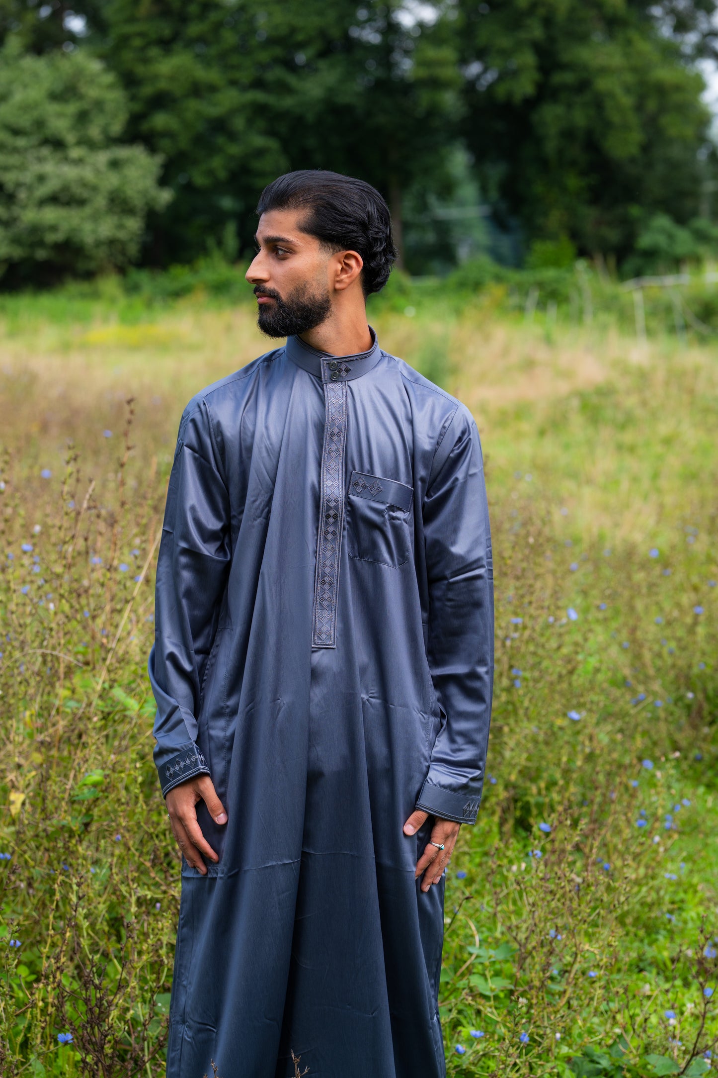 Gebetskleid für Herren mit Kragen - Blau