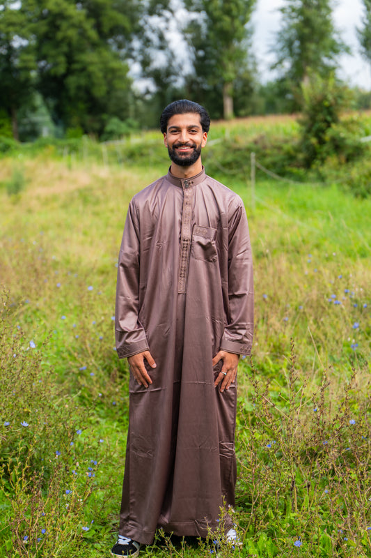 Gebetskleid für Herren mit Kragen - Braun
