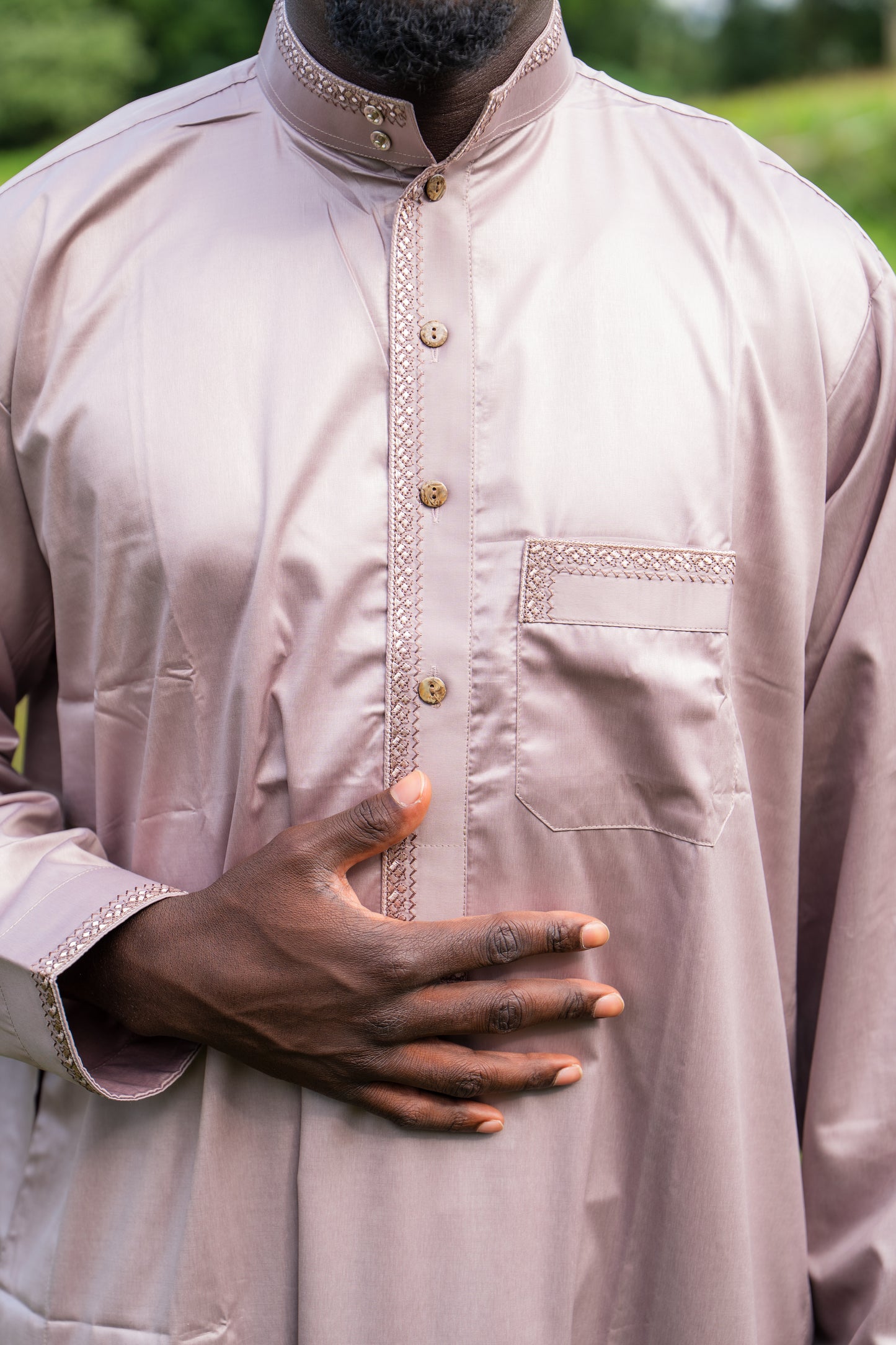 Gebetskleid für Herren mit Kragen - Hellbraun