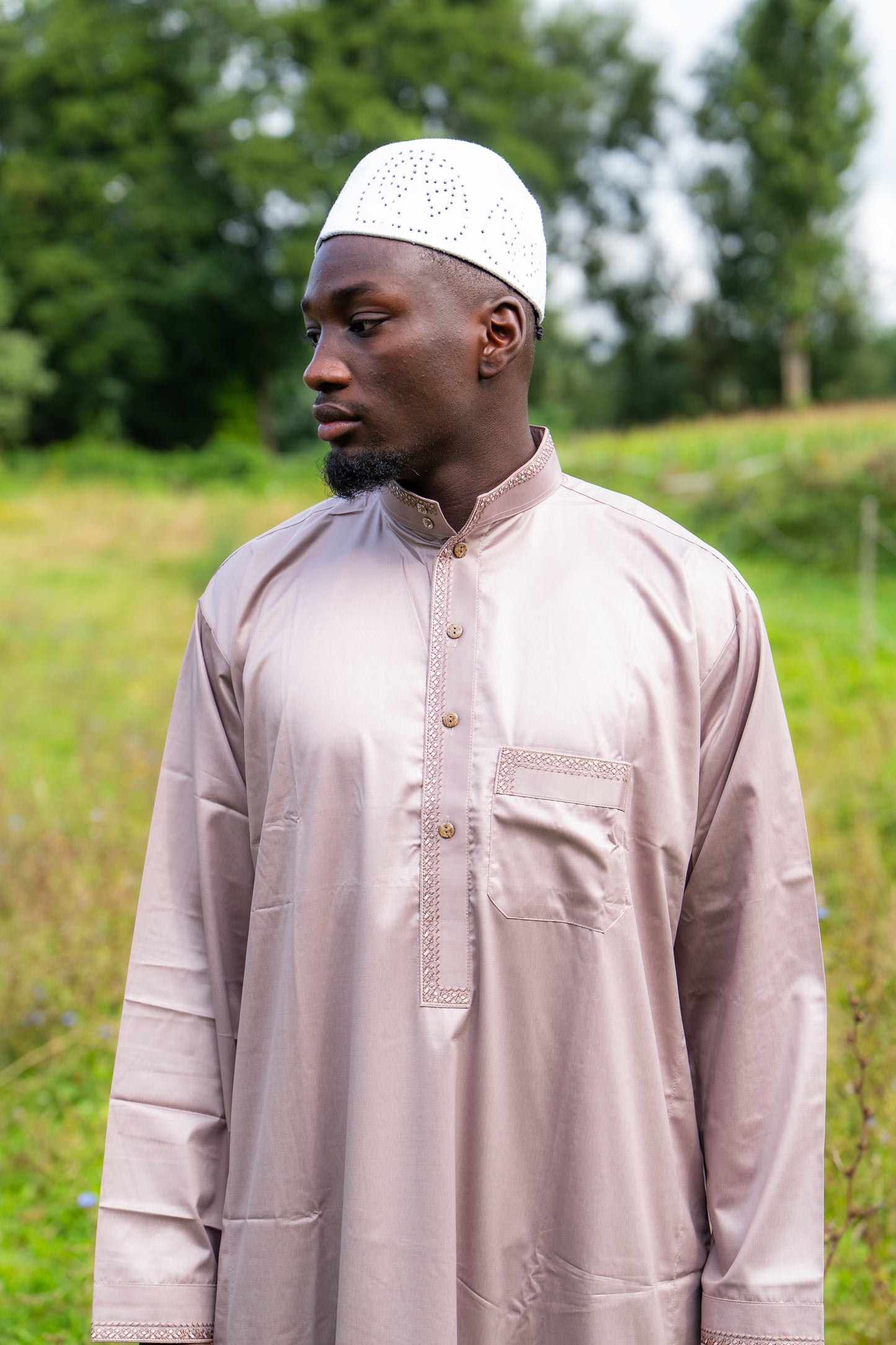 Gebetskleid für Herren mit Kragen - Hellbraun