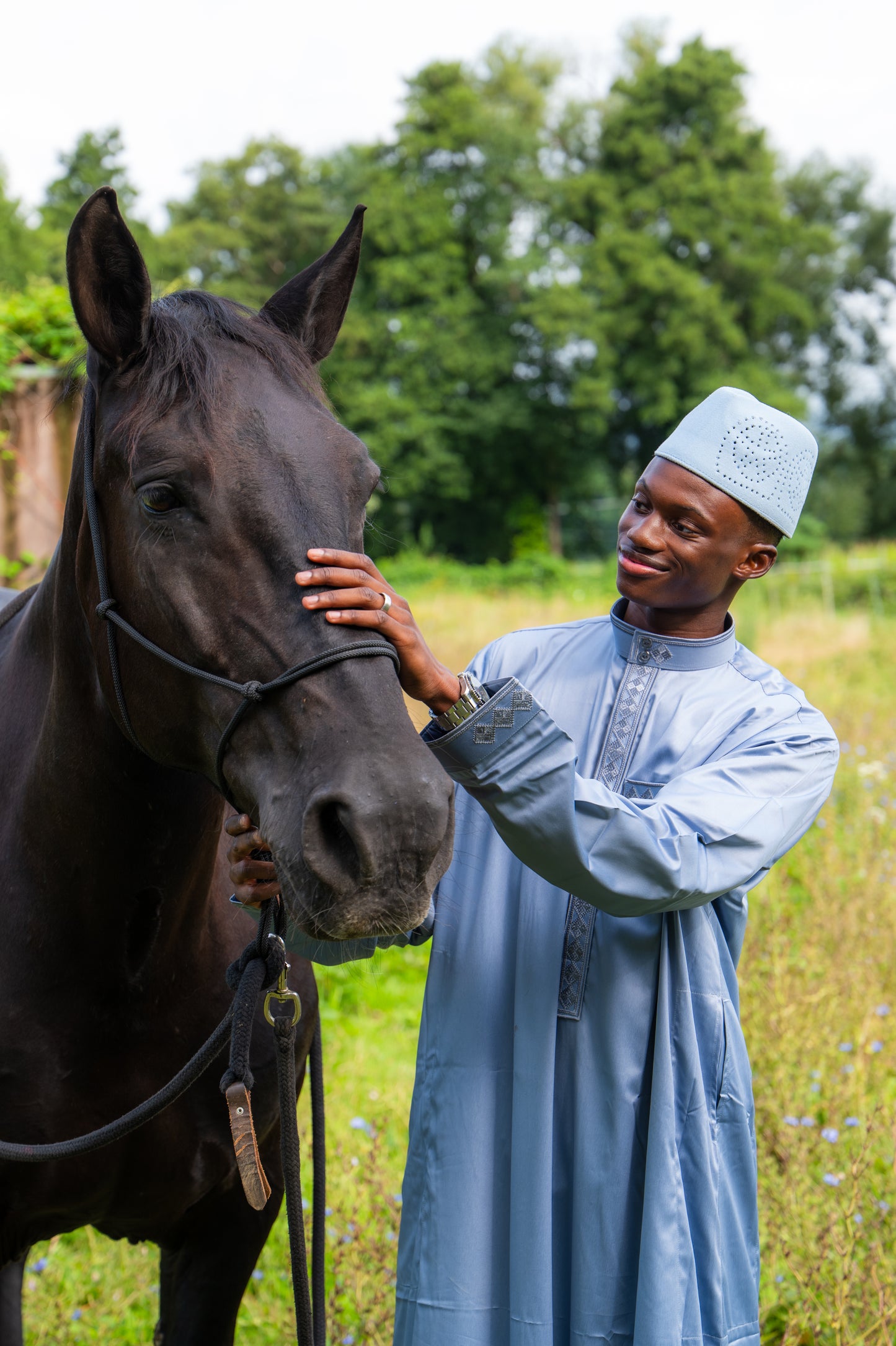 Gebetskleid für Herren mit Kragen - Hellblau