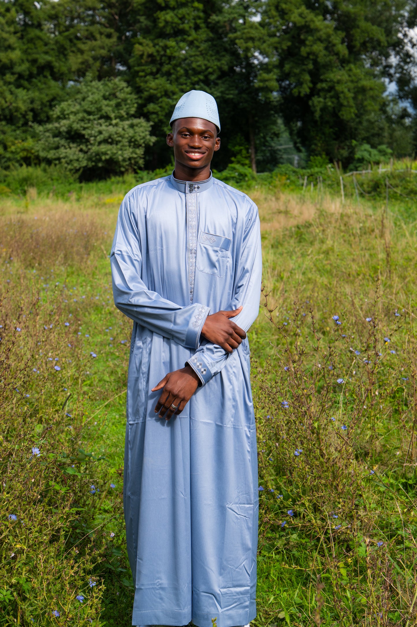 Gebetskleid für Herren mit Kragen - Hellblau