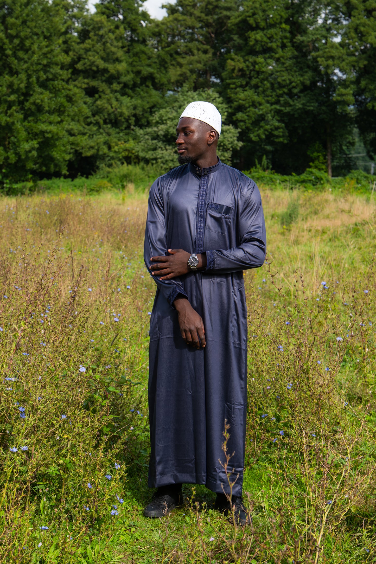 Gebetskleid für Herren mit Kragen - Dunkelblau