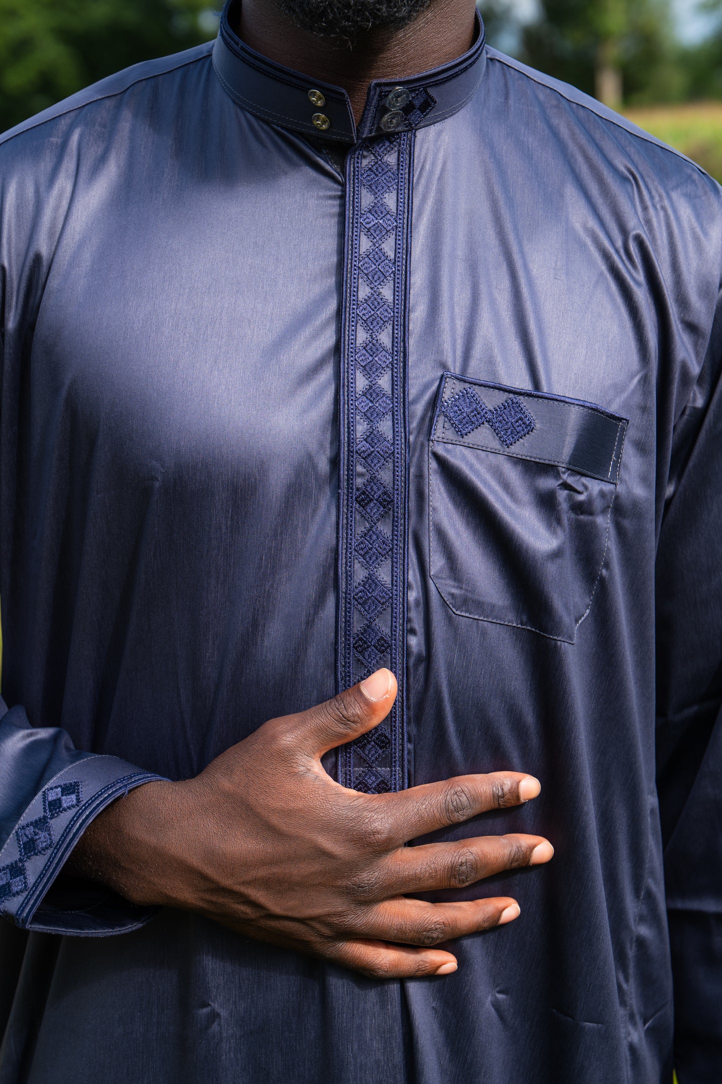 Gebetskleid für Herren mit Kragen - Dunkelblau