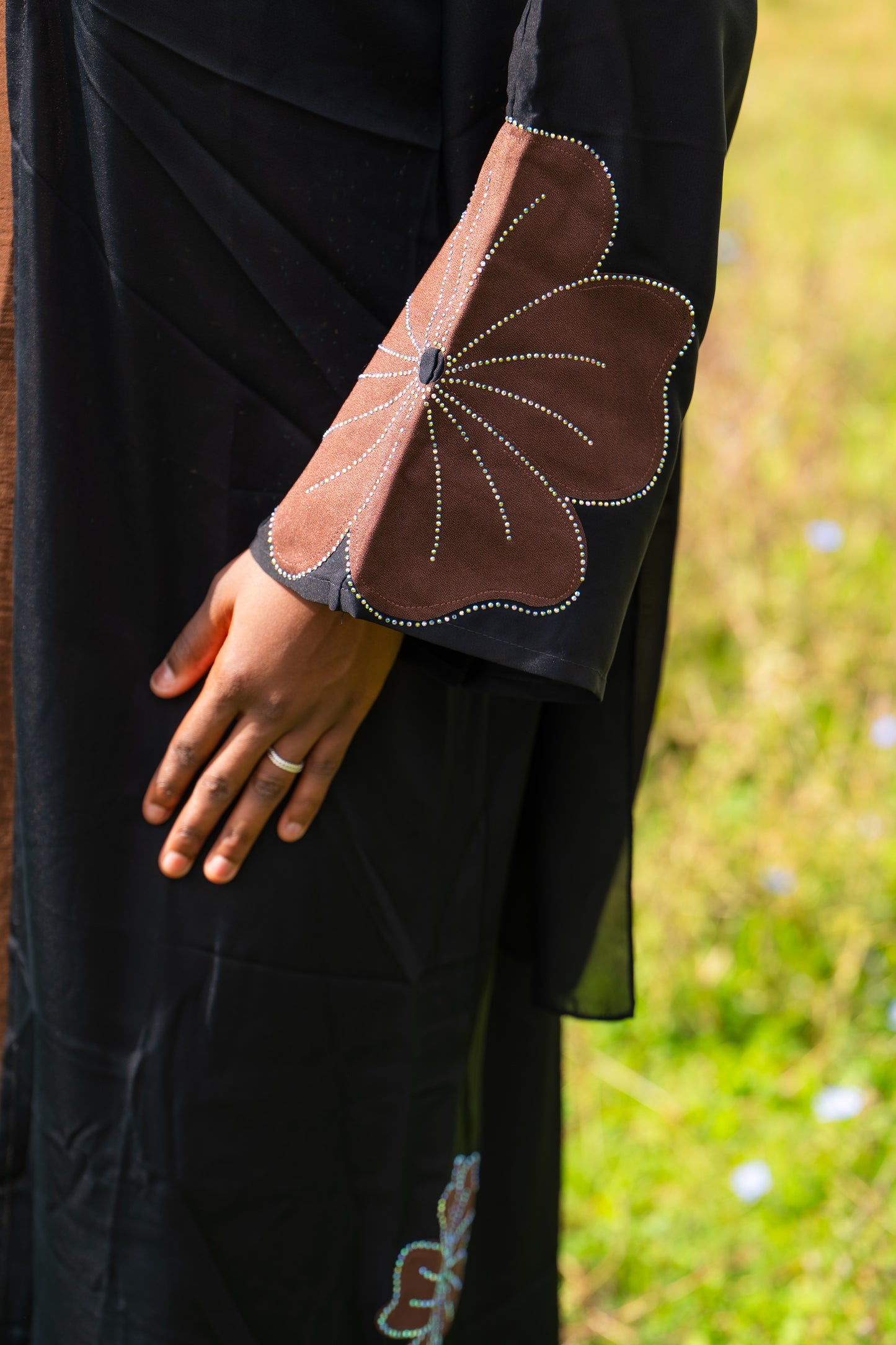 Abaya mit Hijab und Kimono - Braun/Schwarz
