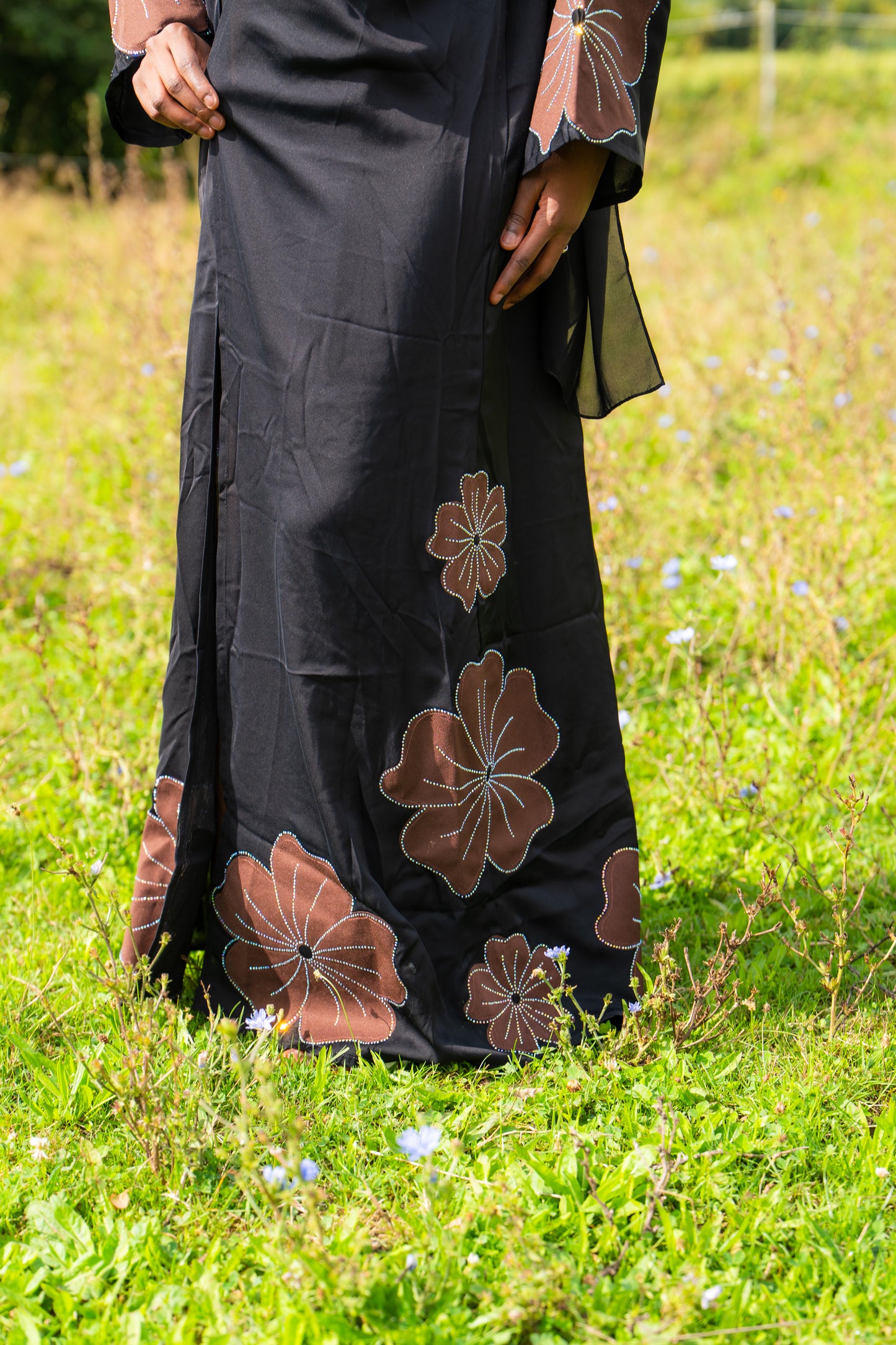 Abaya mit Hijab und Kimono - Braun/Schwarz