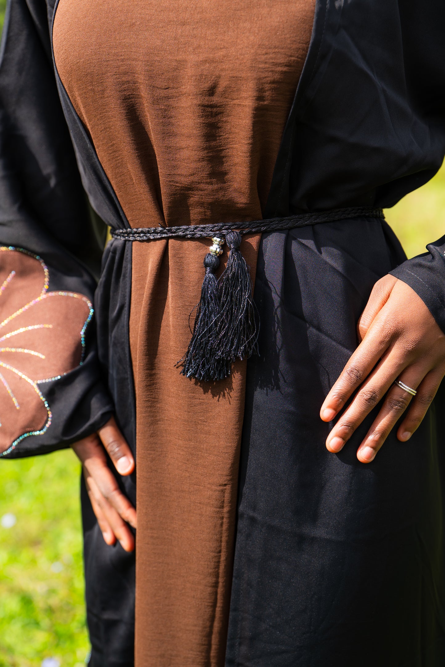 Abaya mit Hijab und Kimono - Braun/Schwarz