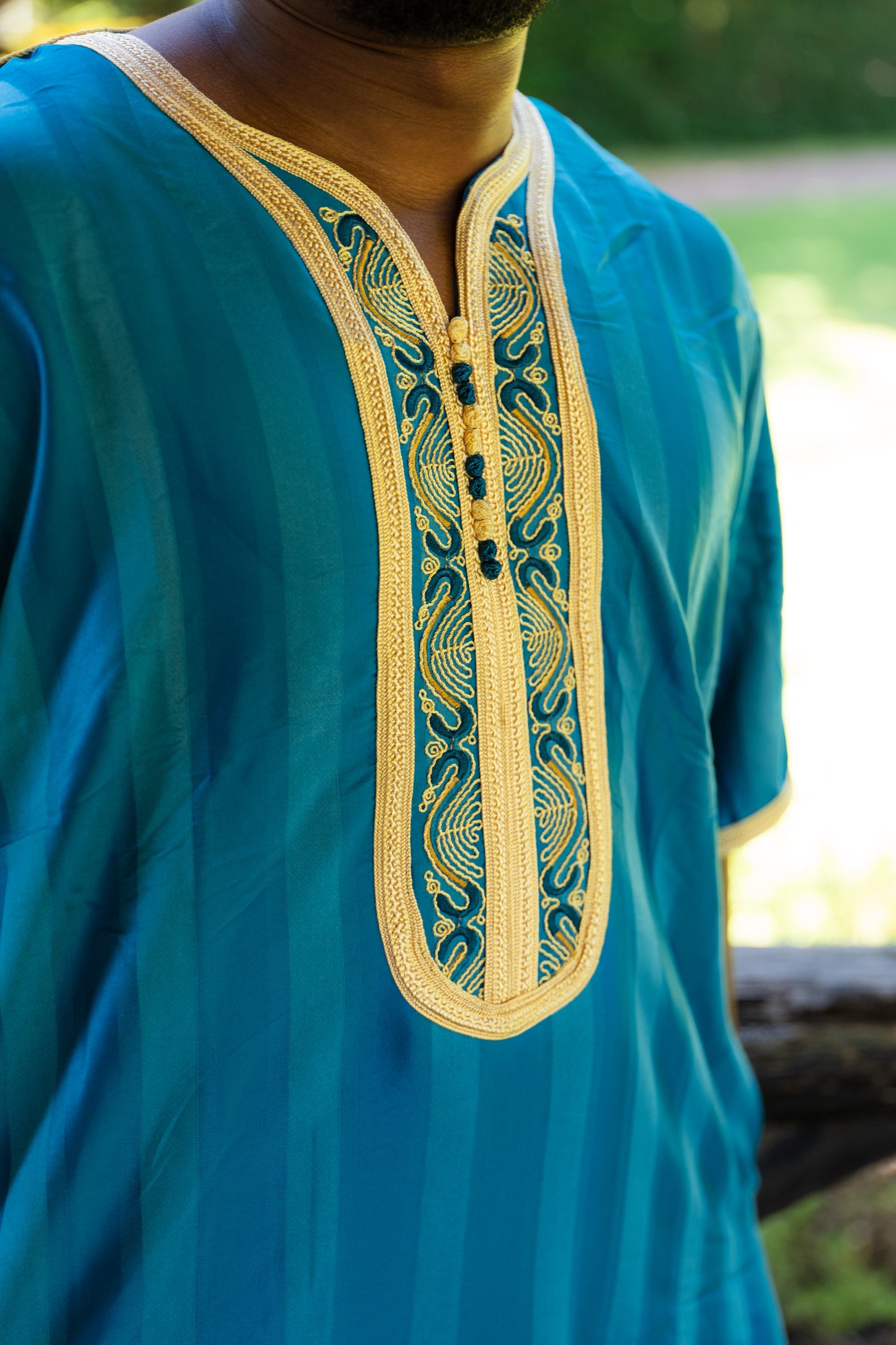 Gebetskleid für Herren mit goldenen Design - Türkis
