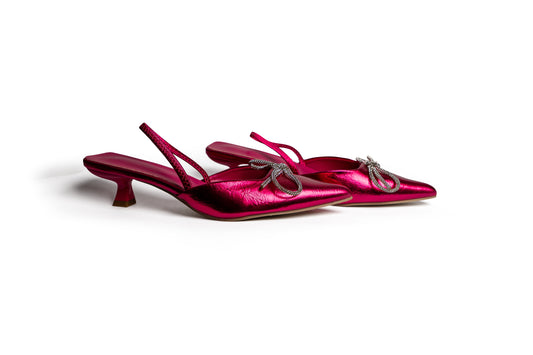 Pantoletten mit Schleife - Pink