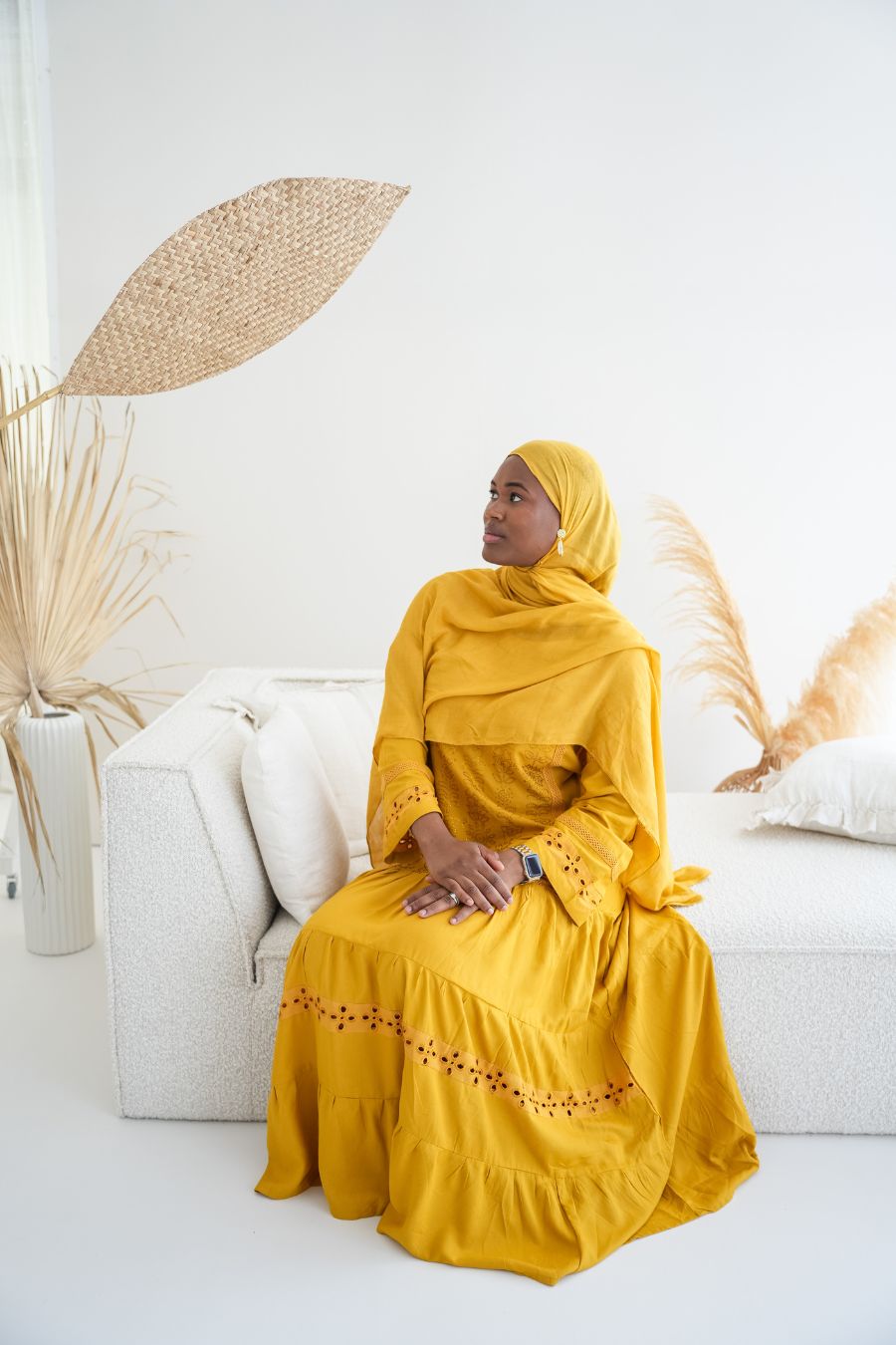 Abaya mit Hijab - Gelb