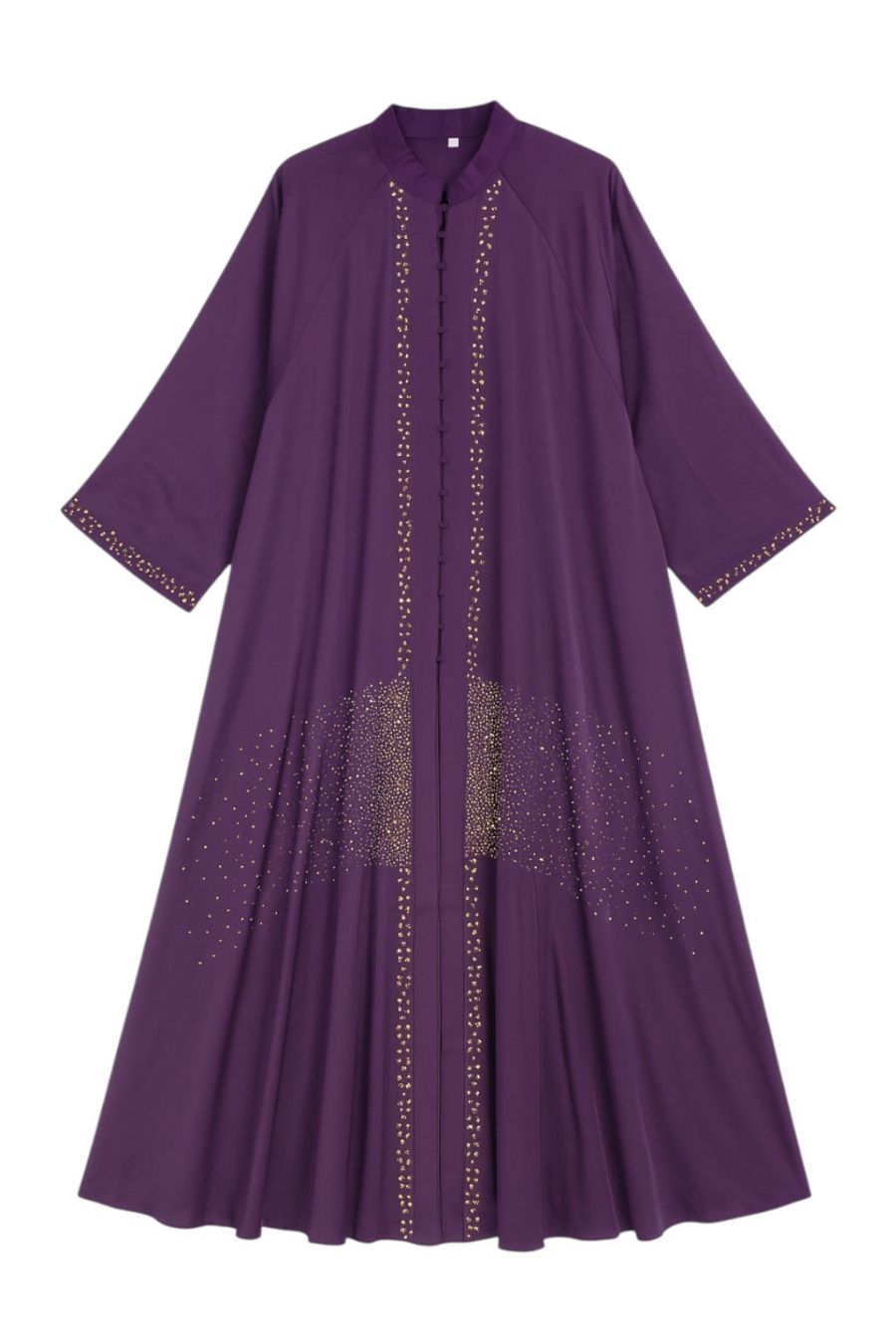 Abaya mit Band und goldenen Strasssteinen - Lila
