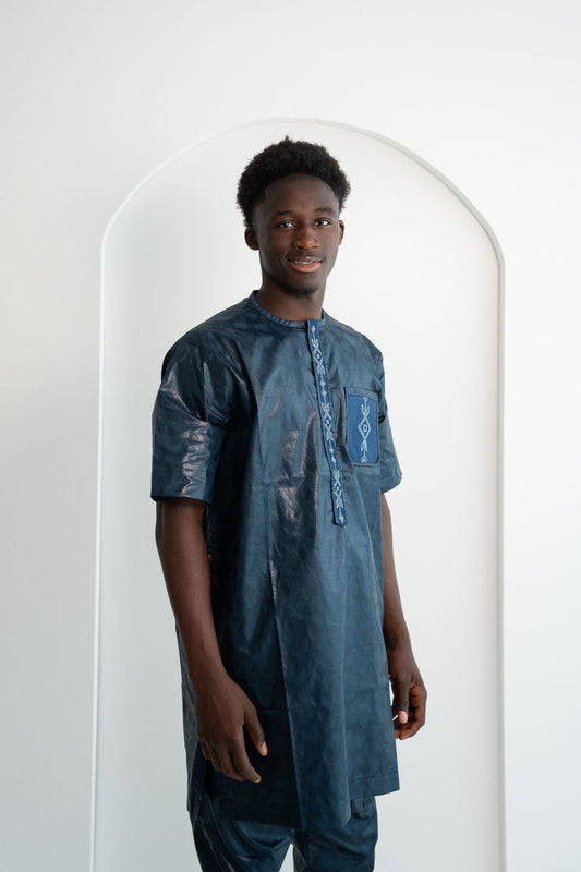 Afrikanische Festkleidung für Herren Nachtblau - Saidou