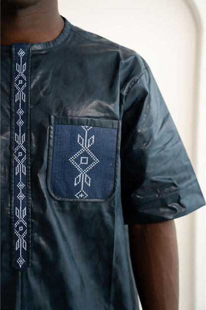 Afrikanische Festkleidung für Herren Nachtblau - Saidou