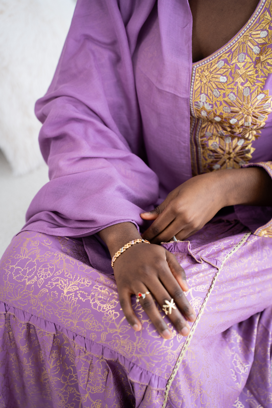 Abaya mit Hijab - Lila/Gold