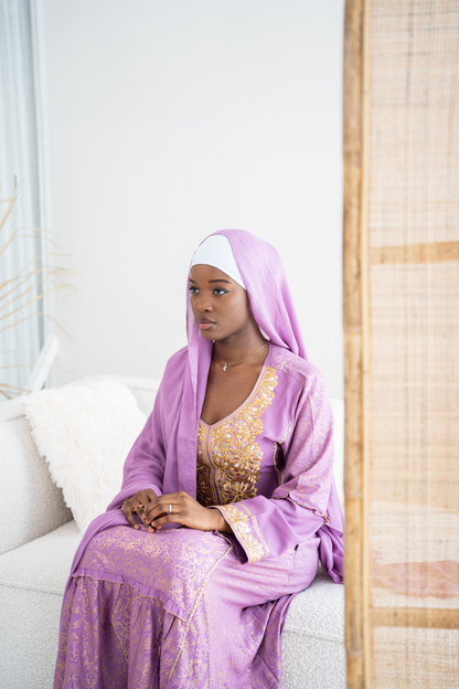 Abaya mit Hijab - Lila/Gold