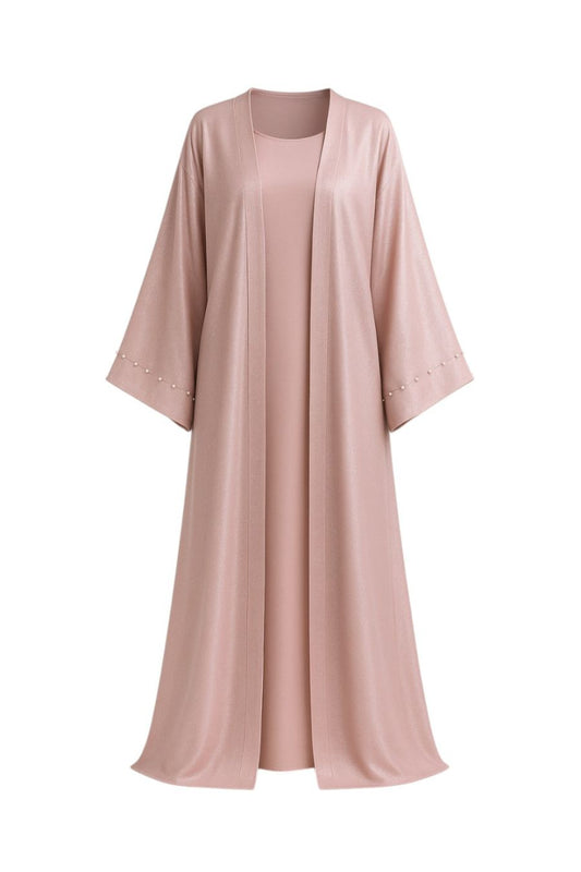 Abaya mit Hijab und Kimono - Rose