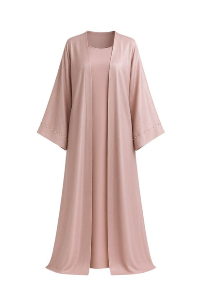 Abaya mit Hijab und Kimono - Rose