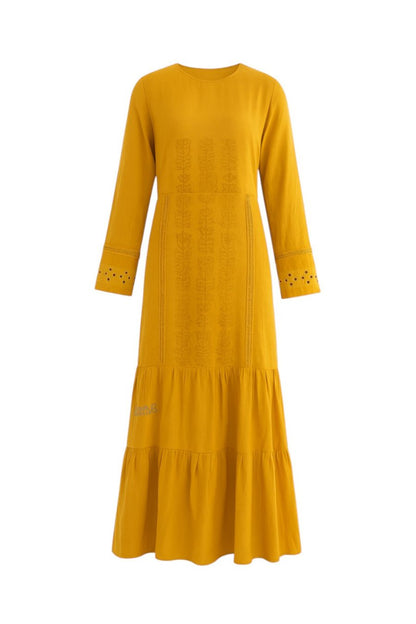 Abaya mit Hijab - Gelb