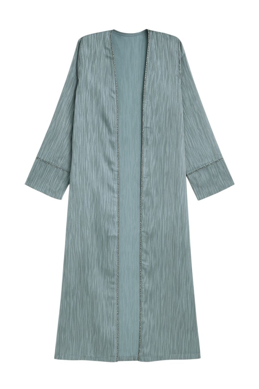 Abaya mit Hijab und Kimono gestreift - Blau/Dunkelblau