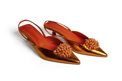 Pantoletten mit Detail - Orange