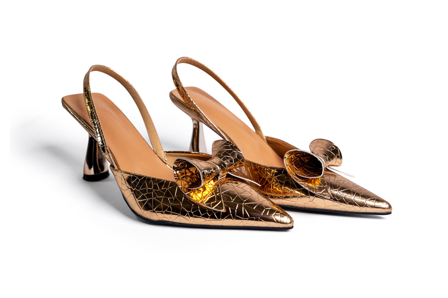 High Heels mit Schleife - Gold