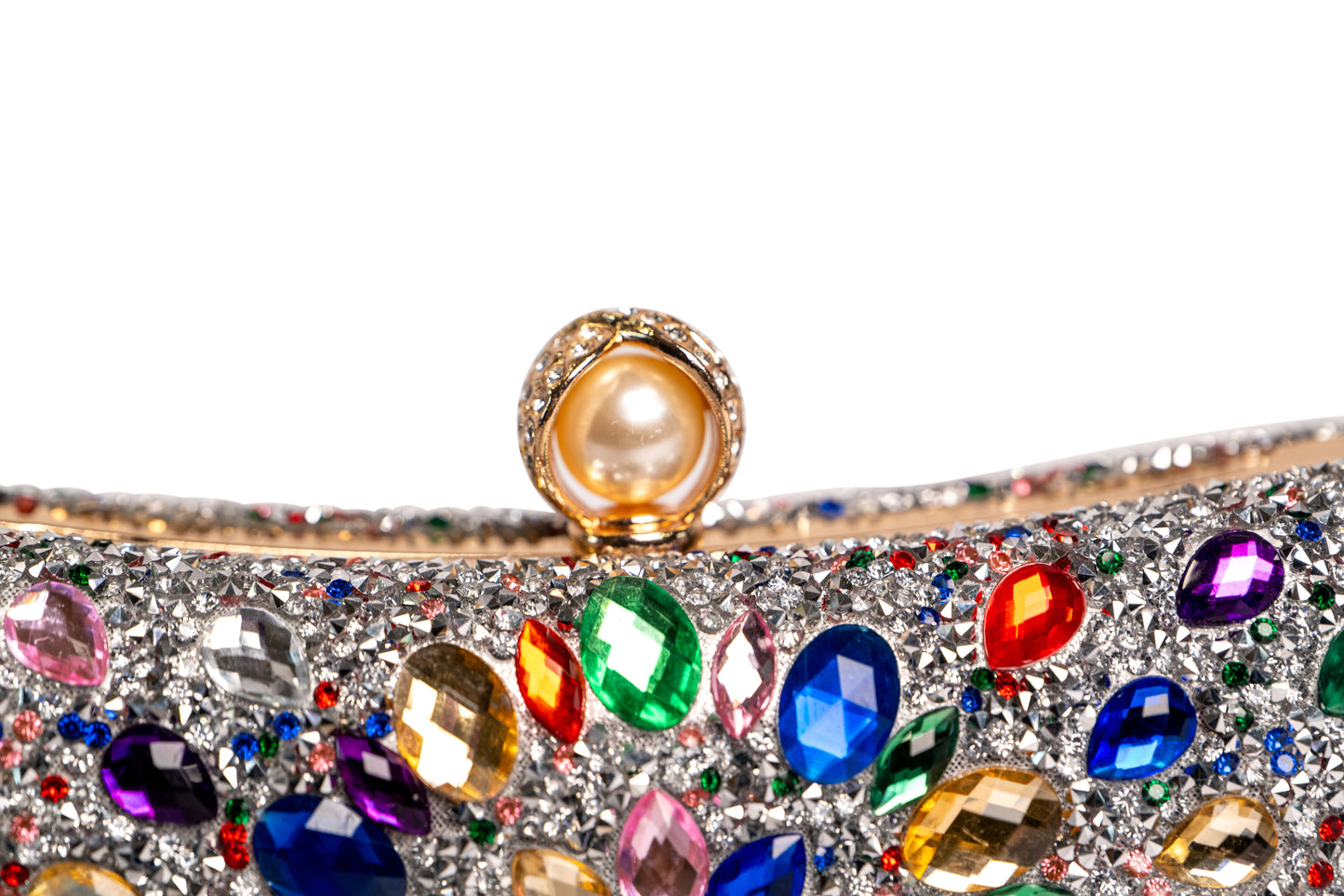 Clutch mit bunten Steinen - Silber