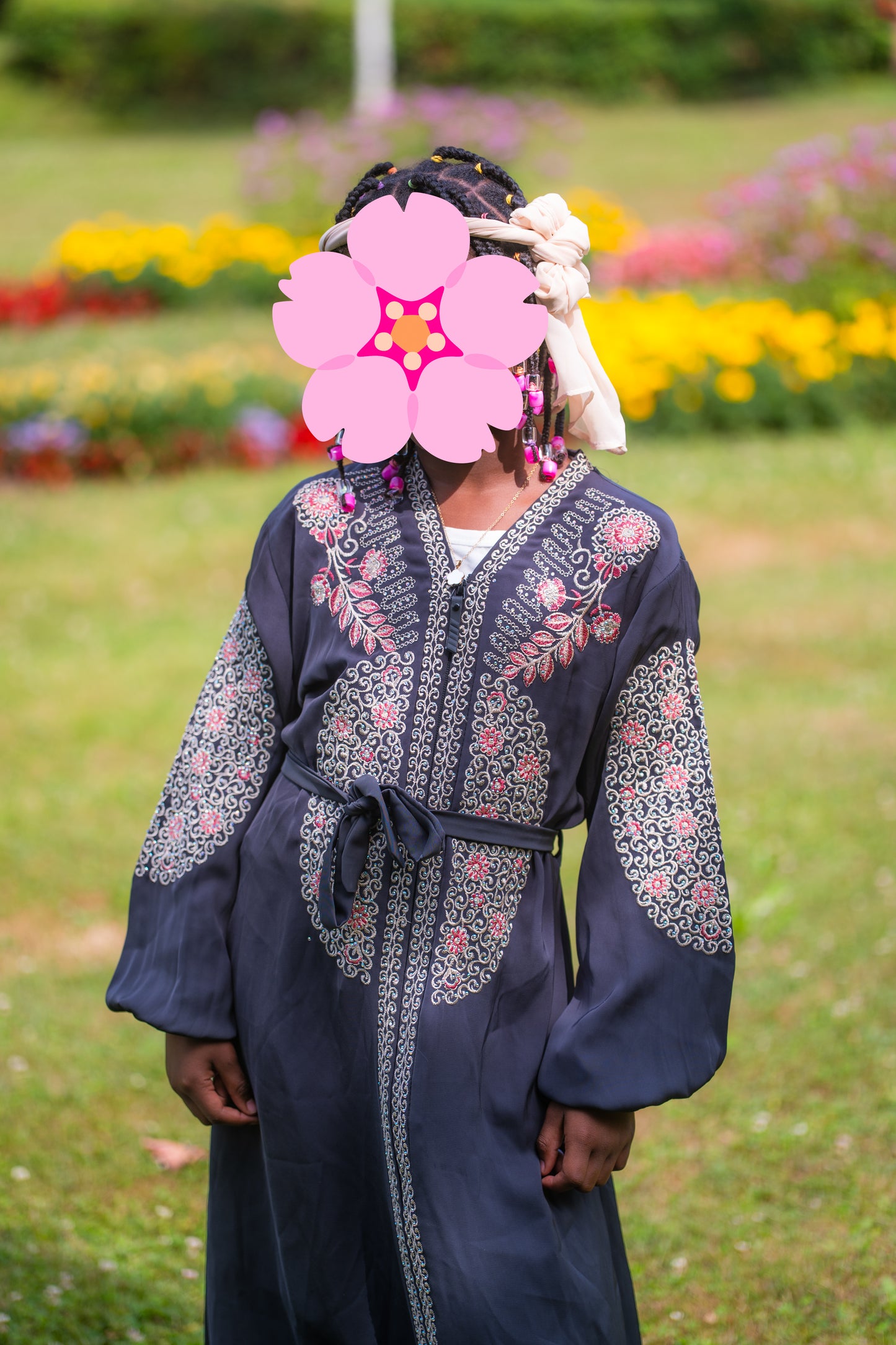 Abaya für Mädchen mit Blumenmotiven - Violet