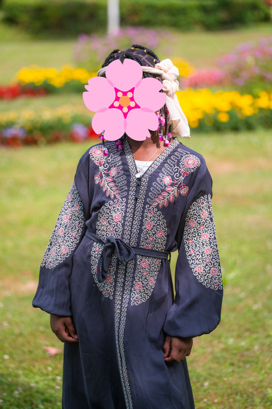 Abaya für Mädchen mit Blumenmotiven - Violet