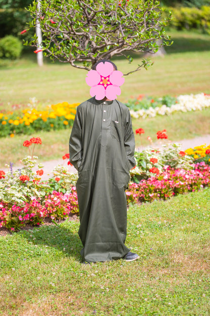 Gebetskleid für Jungs mit goldenen Details - Olivgrün