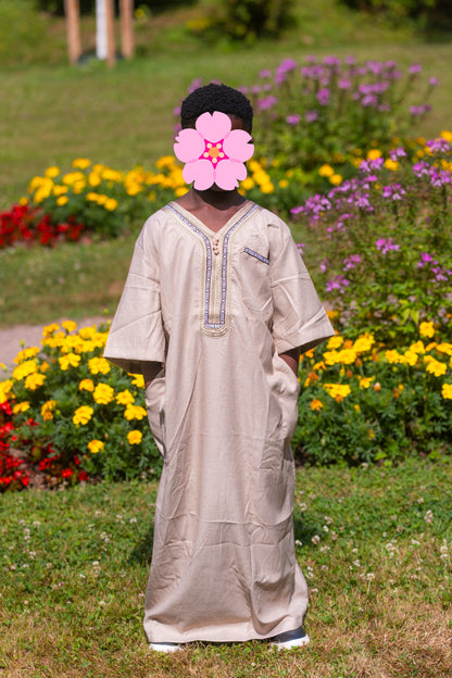 Gebetskleid für Jungs mit blauen Deatils - Beige