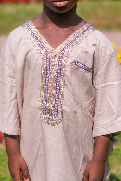 Gebetskleid für Jungs mit blauen Deatils - Beige