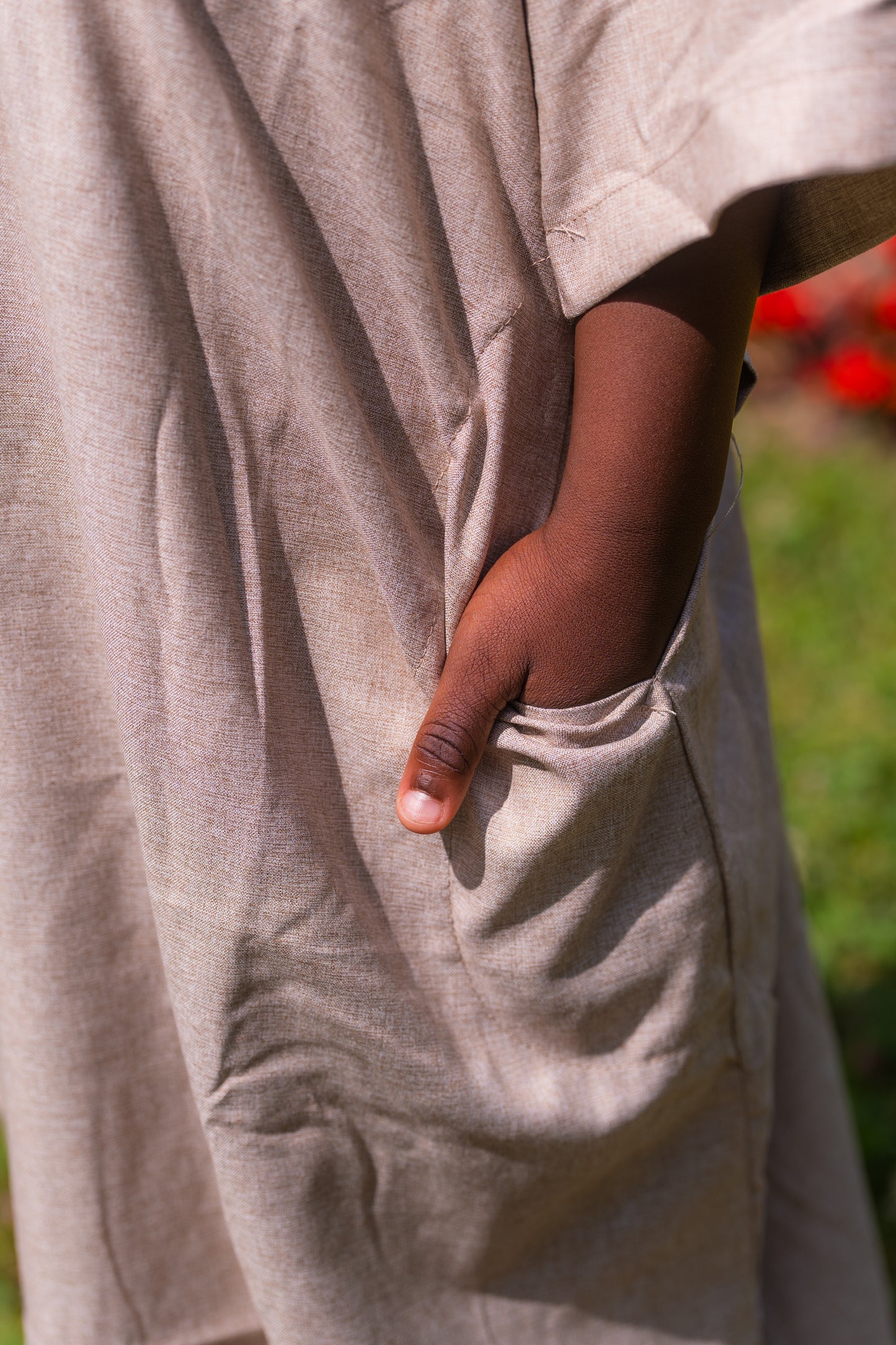 Gebetskleid für Jungs mit blauen Deatils - Beige