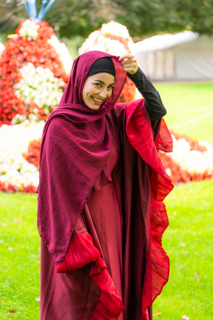 Abaya Butterfly mit Hijab - Rot