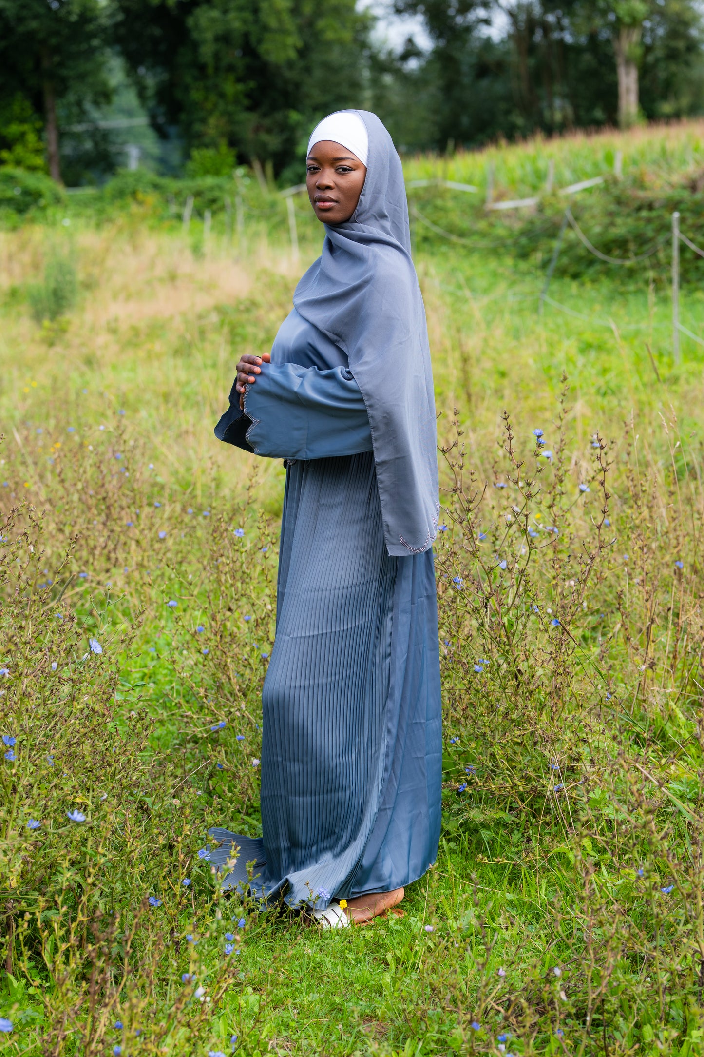 Abaya 2 Piece Set mit Hijab - Blau