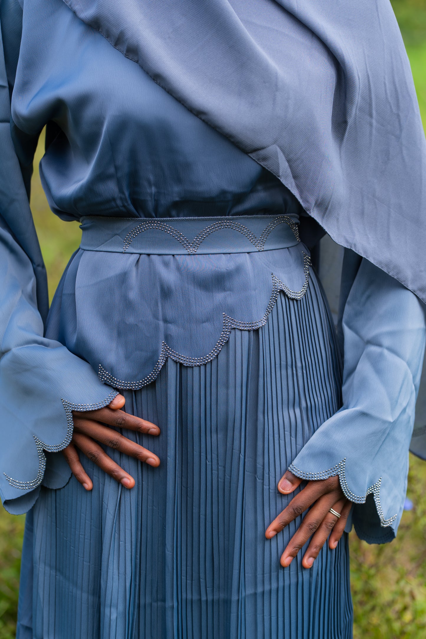 Abaya 2 Piece Set mit Hijab - Blau