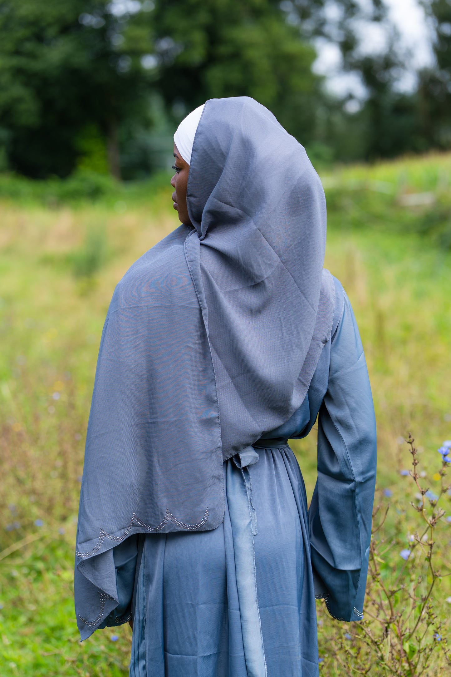 Abaya 2 Piece Set mit Hijab - Blau