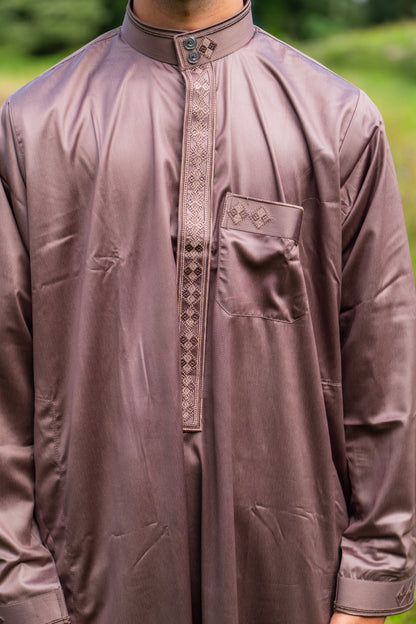Gebetskleid für Herren mit Kragen - Braun