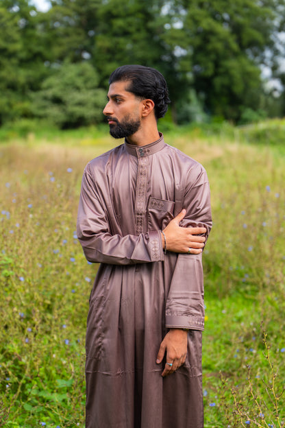 Gebetskleid für Herren mit Kragen - Braun