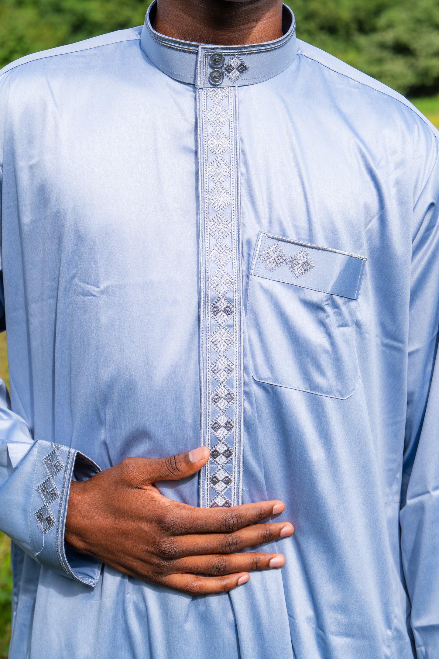 Gebetskleid für Herren mit Kragen - Hellblau