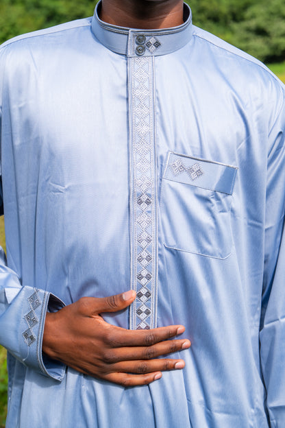 Gebetskleid für Herren mit Kragen - Hellblau