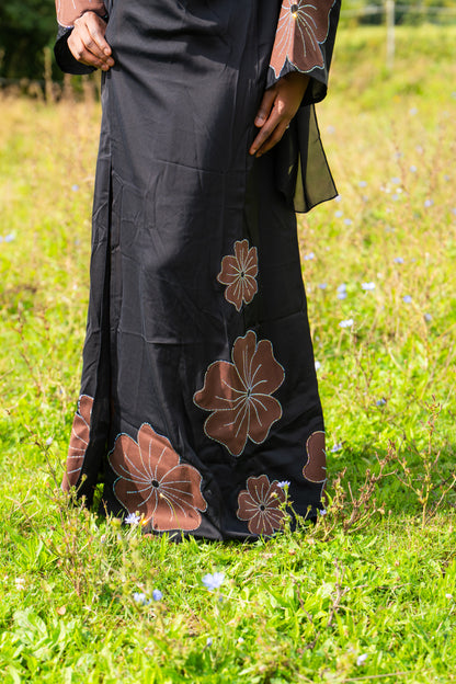 Abaya mit Hijab und Kimono - Braun/Schwarz