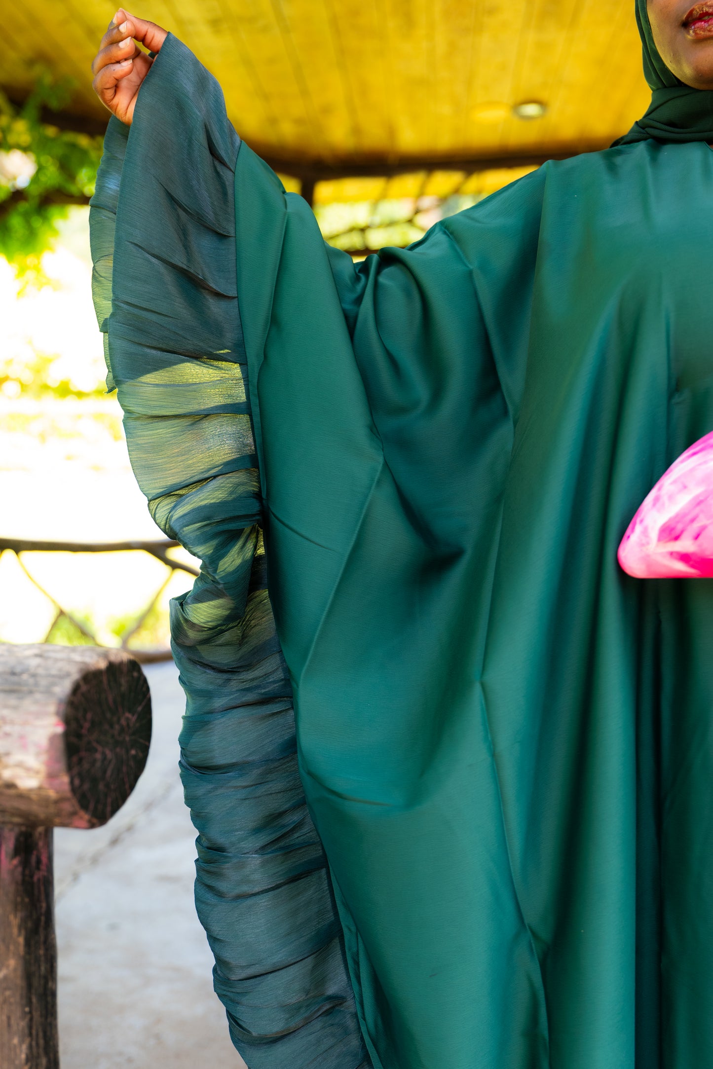 Abaya Butterfly mit Hijab - Grün